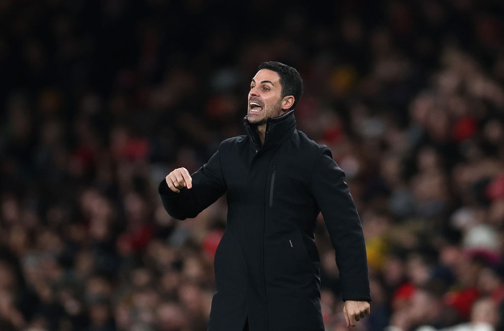 Arteta na partida contra o Newcastle — Foto: Getty Images