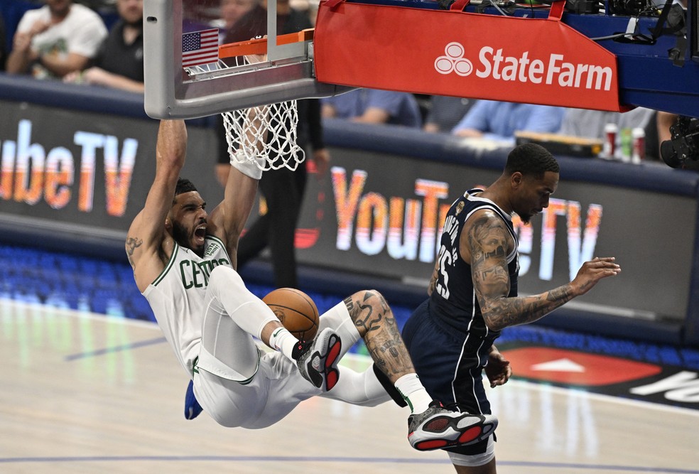 Jayson Tatum Dallas Mavericks x Boston Celtics jogo 3 NBA final — Foto: Jerome Miron/USA TODAY Sports via Reuters Connect
