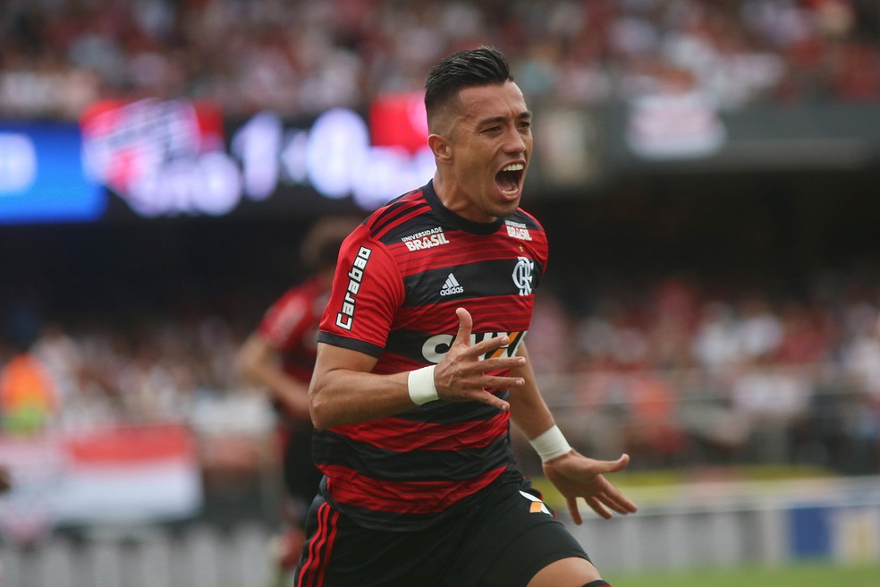Uribe em ação pelo Flamengo em 2018 — Foto: Staff Images/Flamengo