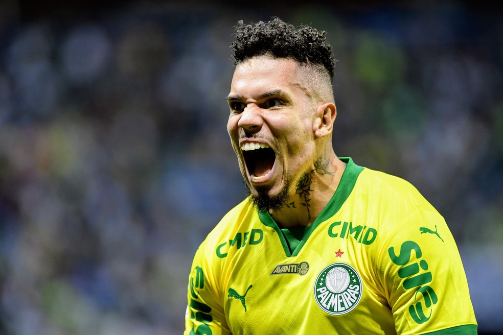Paulinho comemora gol do Palmeiras contra a Chapecoense — Foto: Marcos Ribolli