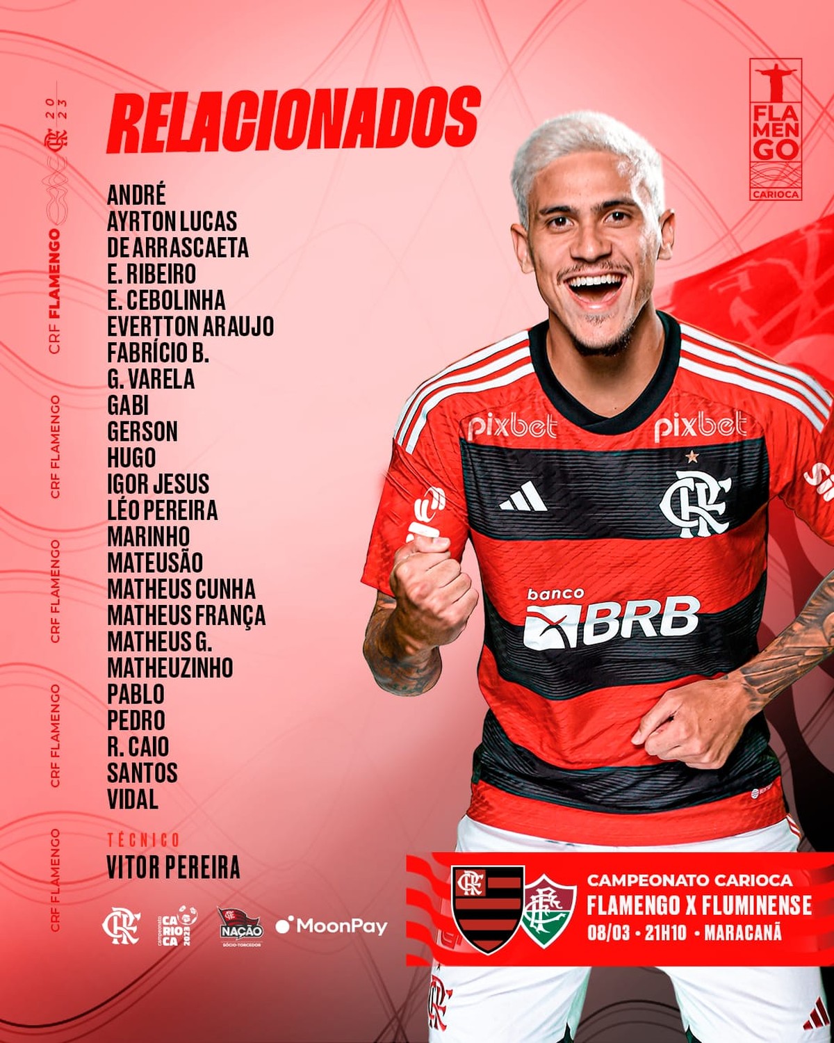Com Pedro, Flamengo divulga lista de relacionados para jogo contra o Sport  - Coluna do Fla