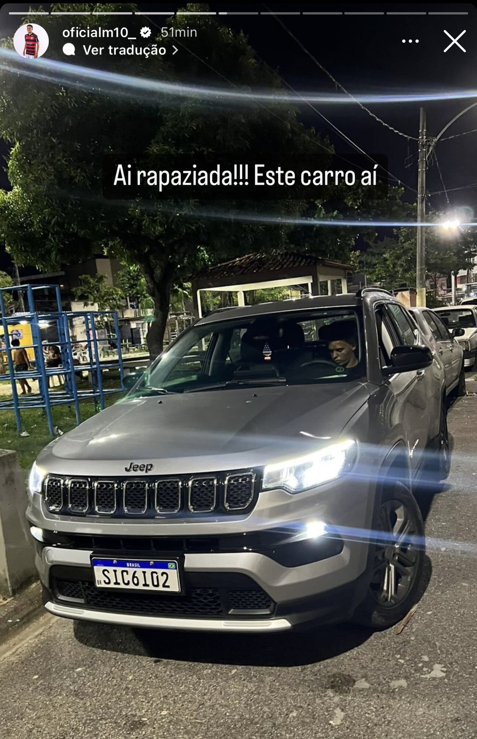 Matheus Gonçalves teve carro roubado após o título carioca do Flamengo — Foto: Reprodução