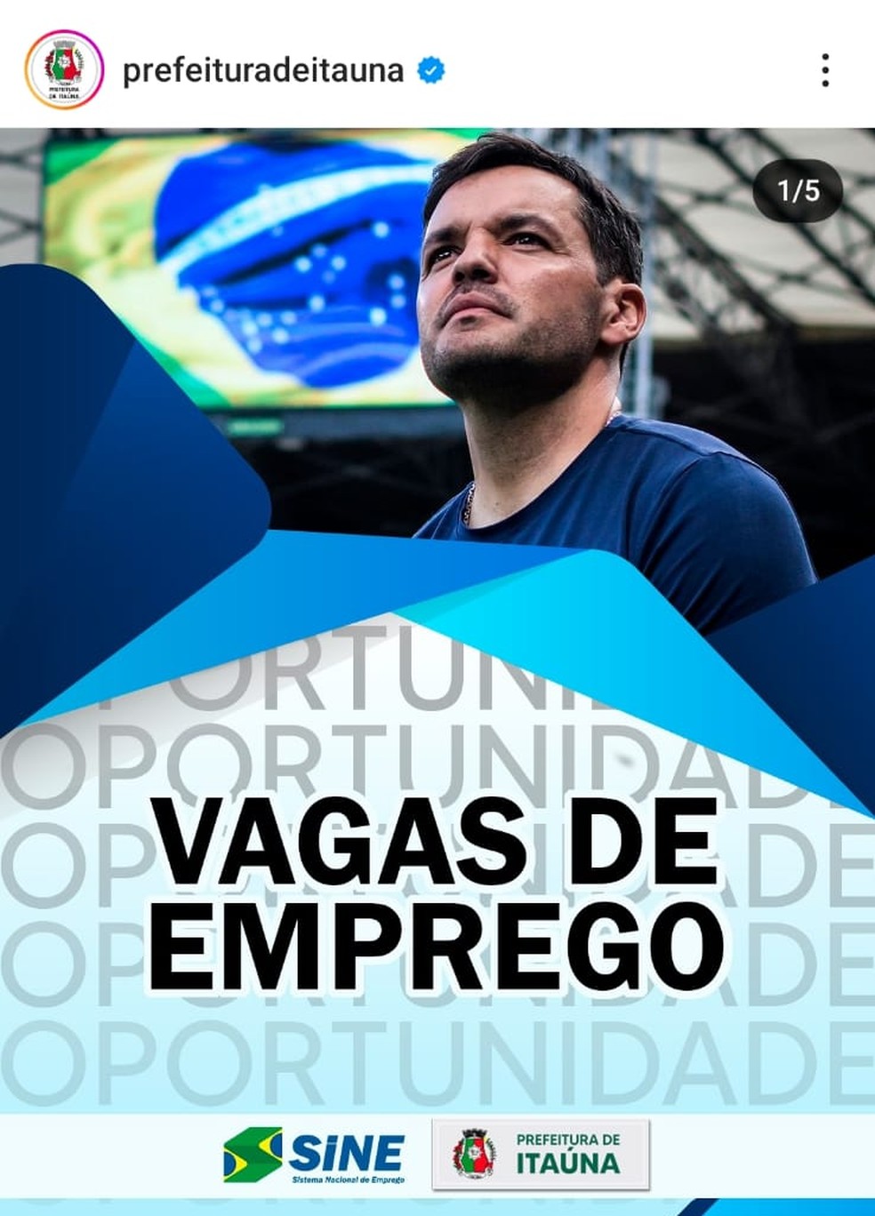 Prefeitura de Itáuna usou foto do ex-técnico do Cruzeiro em anúncio de vagas de emprego — Foto: Reprodução redes sociais /Foto original: Gustavo Aleixo