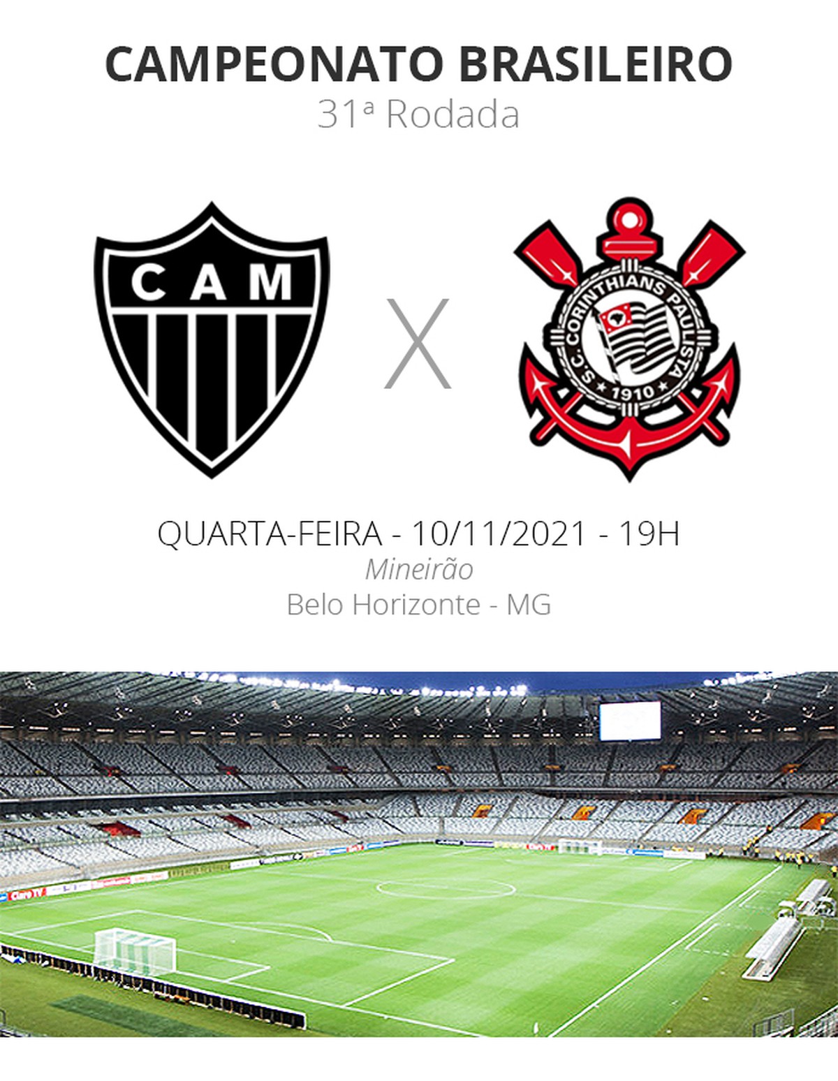 Corinthians x Atlético-MG: Onde assistir ao vivo ao jogo do