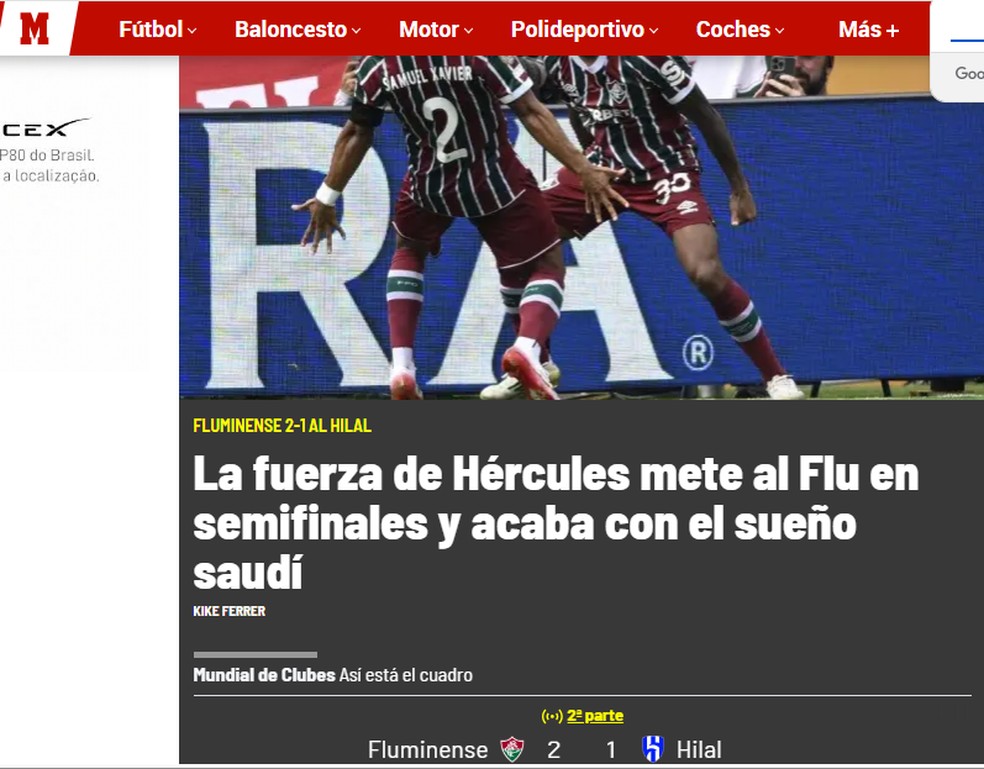 Marca repercute vitória do Fluminense — Foto: Reprodução