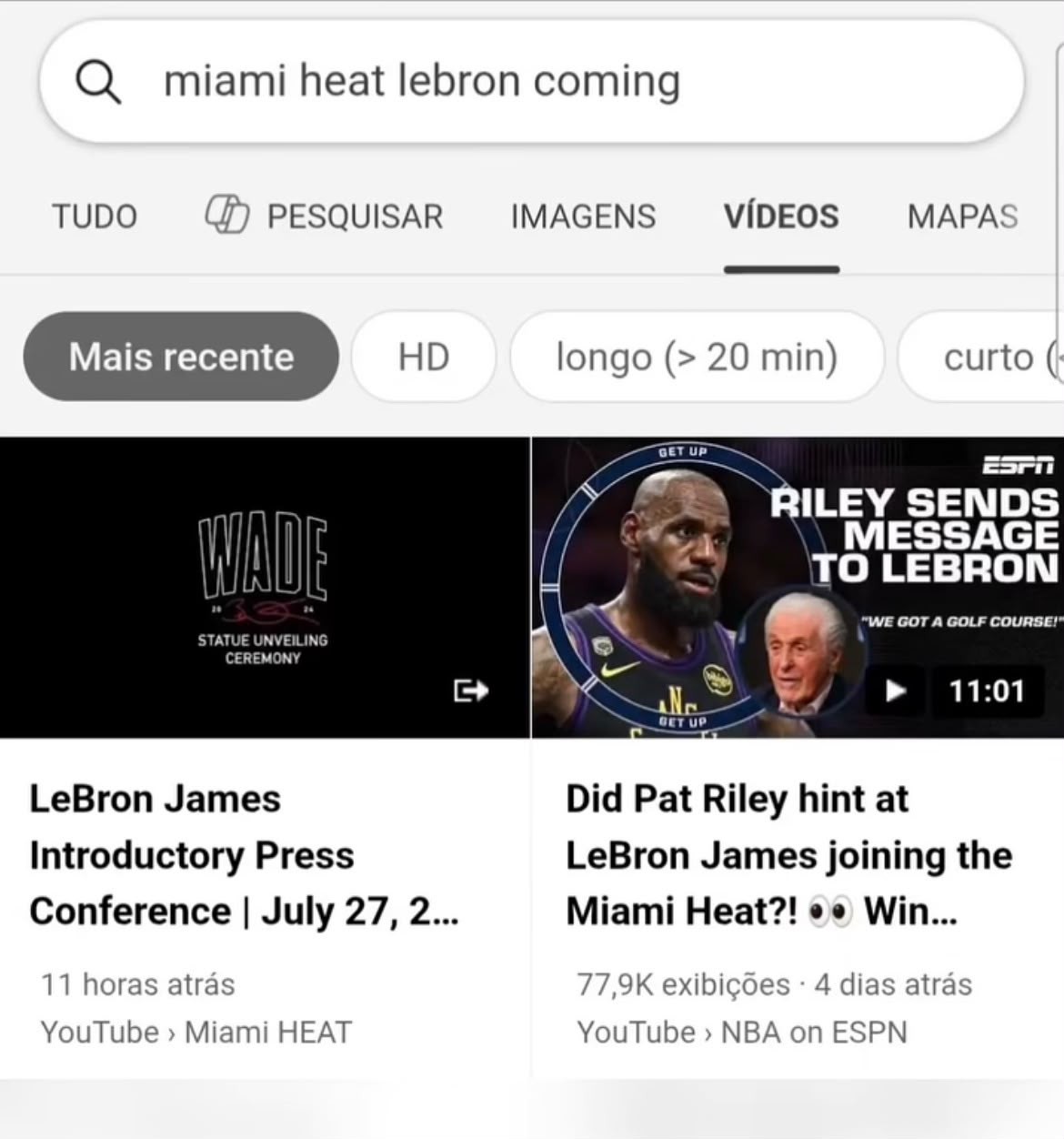 Ato falho? Canal do Heat se engana e sobe live com o título "apresentação de LeBron James"