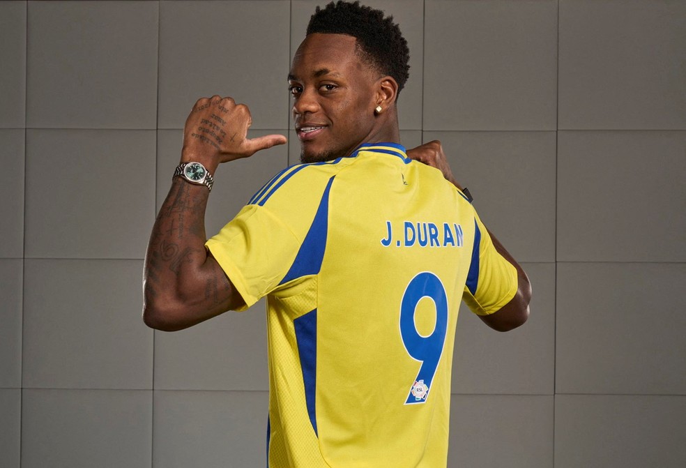Jhon Durán foi uma das contratações mais caras da história do Al-Nassr — Foto: Al Nassr Football Club/Handou