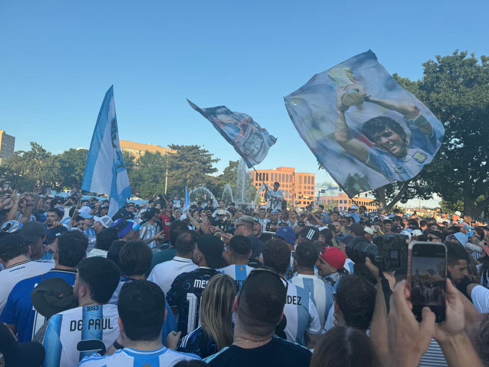 Banderazo da Argentina em Kansas City — Foto: Jorge Natan / ge.globo