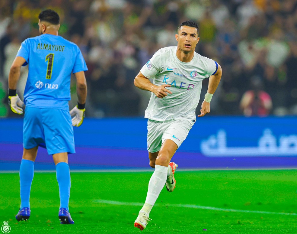 Cristiano Ronaldo é o jogador que mais fez gols no futebol mundial em 2023: 53 no total — Foto: Divulgação / Al-Nassr