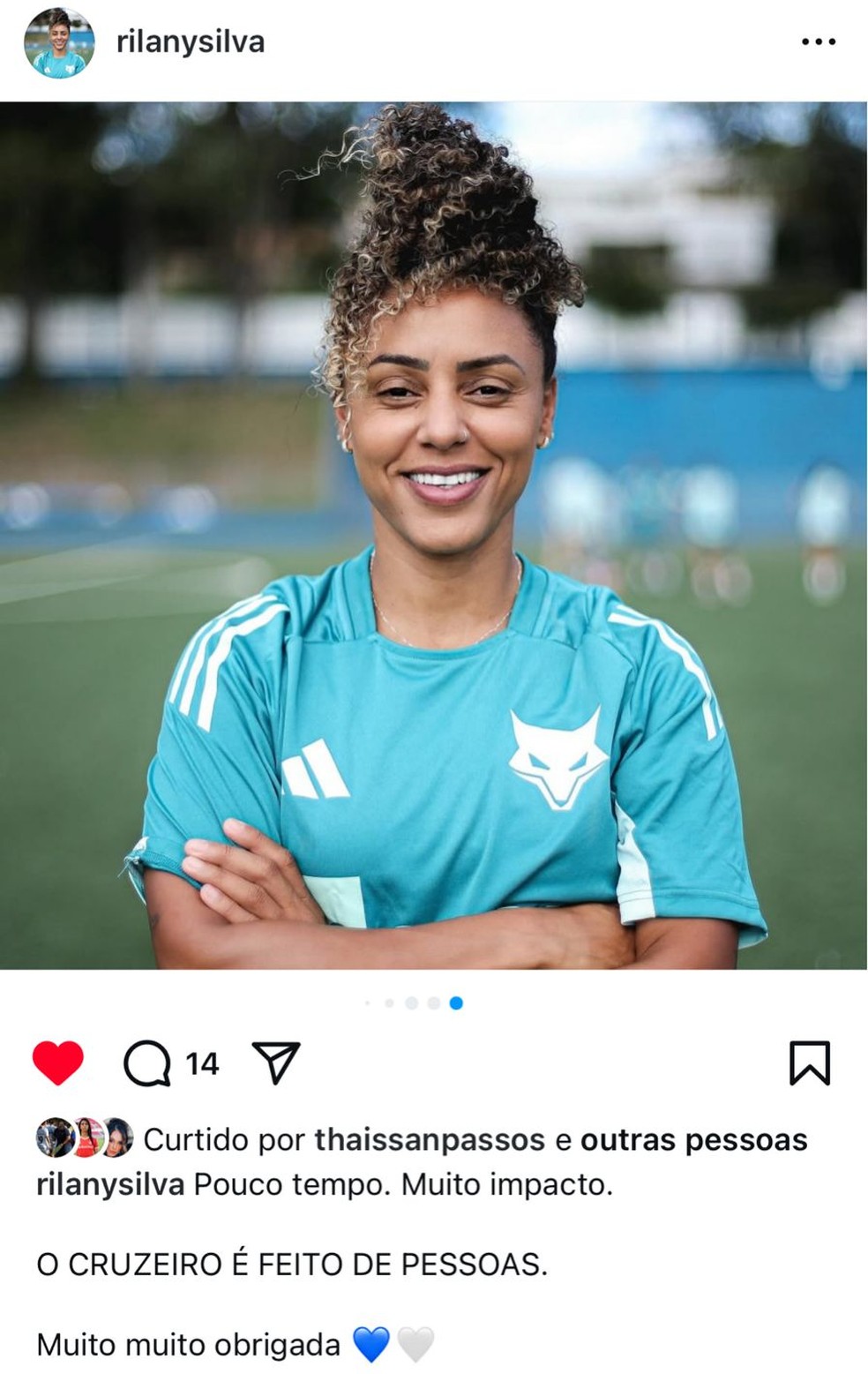 Rilany Silva, Cruzeiro — Foto: Redes sociais