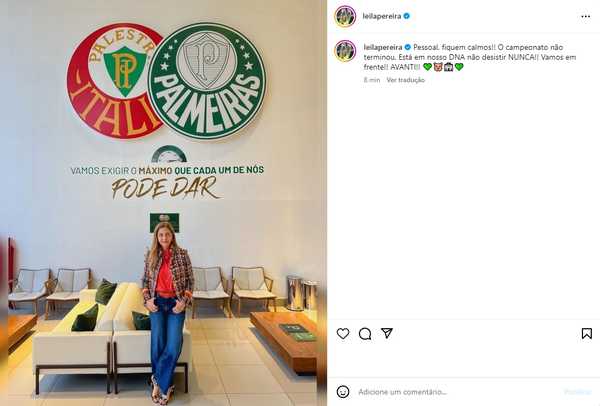 Leila pede serenidade após Palmeiras complicar na disputa pelo título: 