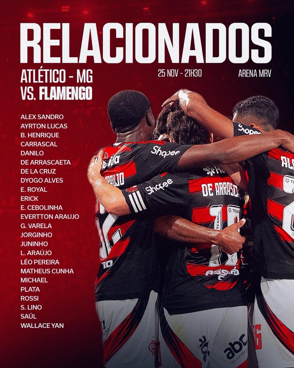 Flamengo relacionados para Galo  Foto: Divulgao