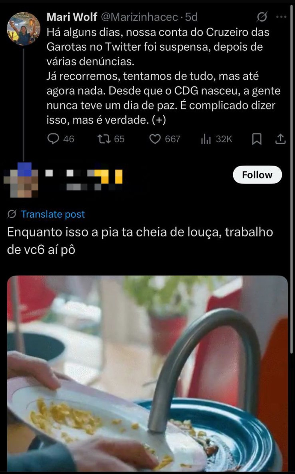 Torcedoras do Cruzeiro criam grupo para irem ao Mineirão com mais segurança e são alvo de misoginia — Foto: Reprodução