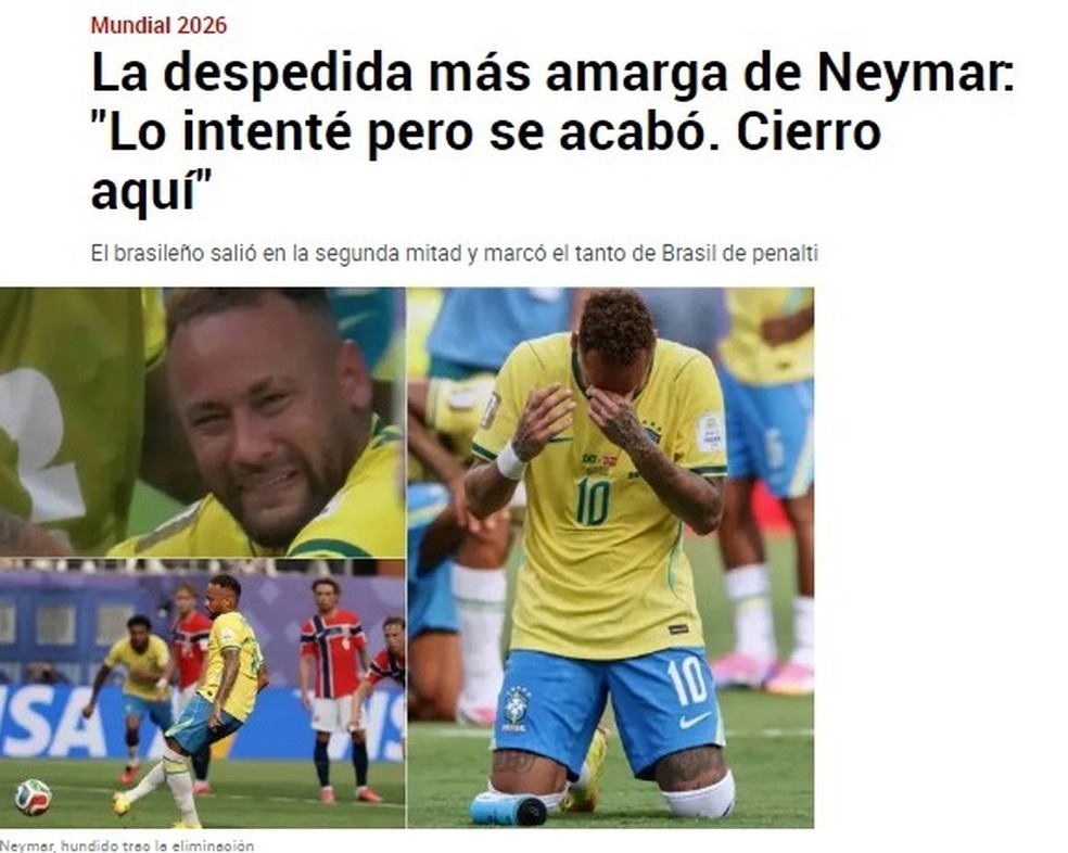 Imprensa internacional repercute adeus de Neymar à Seleção — Foto: Reprodução