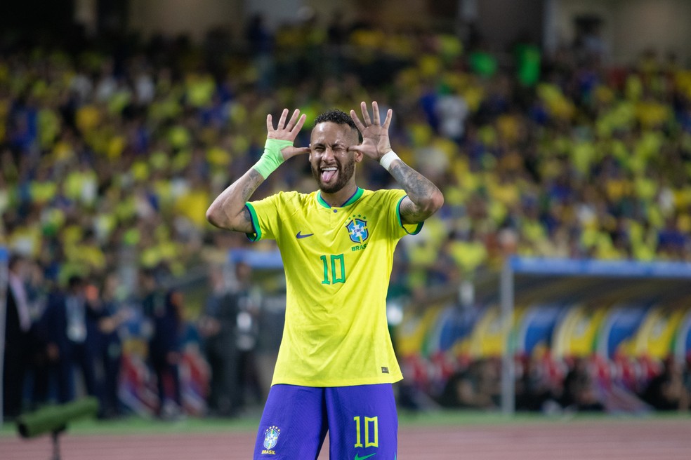 Neymar em ação pela Seleção Brasileira.