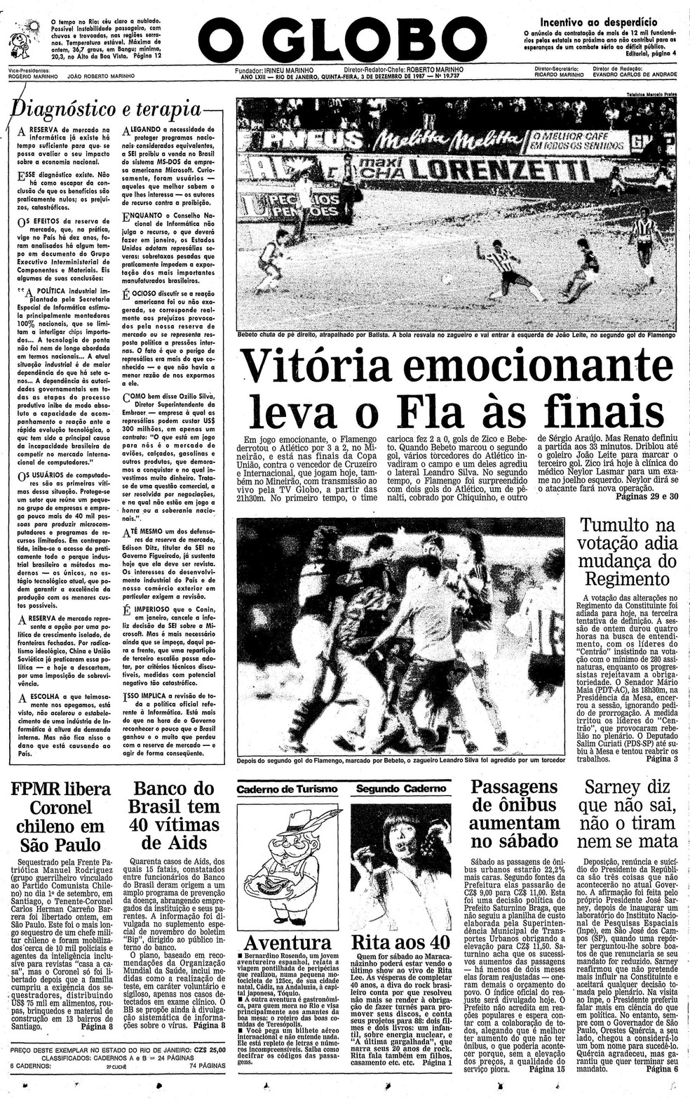 Flamengo eliminou o Atlético-MG na semifinal do Brasileiro de 1987