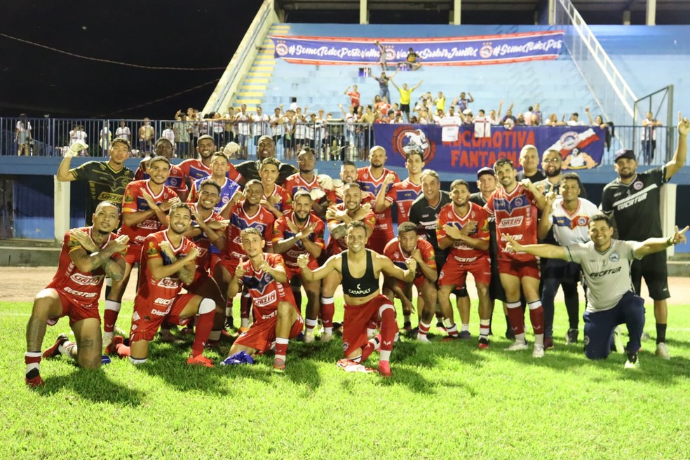 Porto Velho comemora vitória contra o Ji-Paraná no Biancão — Foto: Josiel Silva/Porto Velho