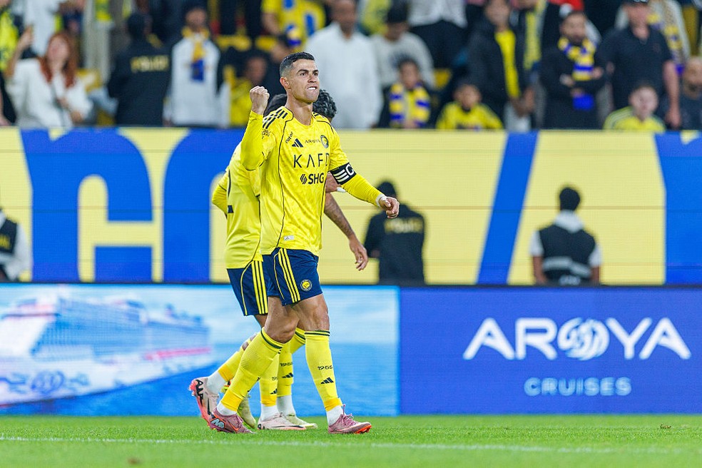 Cristiano Ronaldo em Al-Nassr x Al-Okhdood — Foto: Getty Images