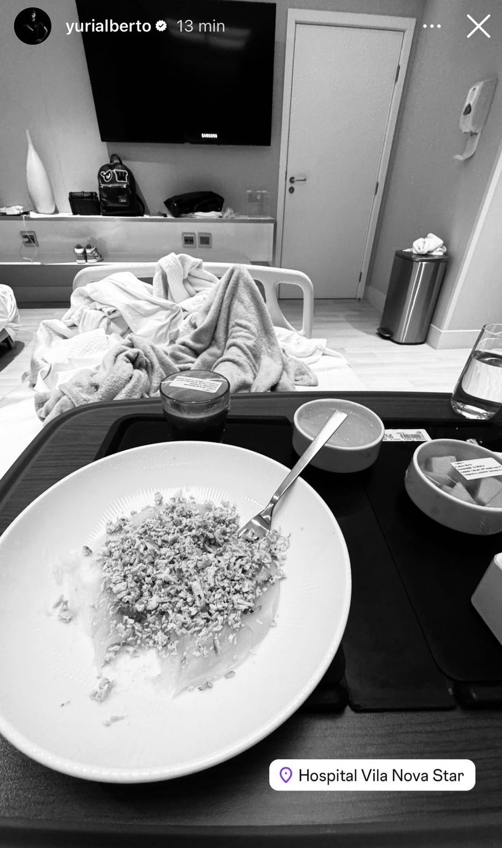 Yuri Alberto em hospital depois de mal-estar — Foto: Reprodução/Instagram