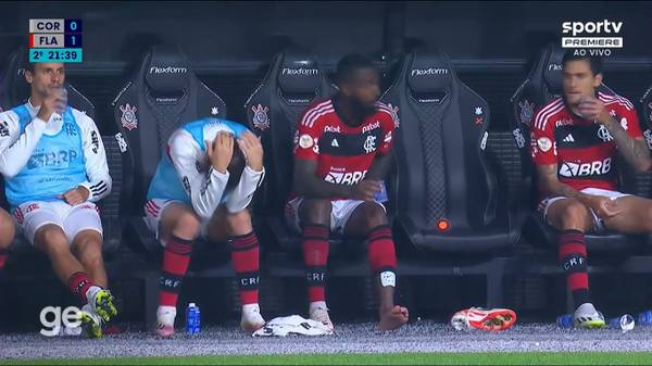 Deu nervoso? Filipe Luís, no banco do Flamengo, se espanta com Gerson sem unha; veja vídeo