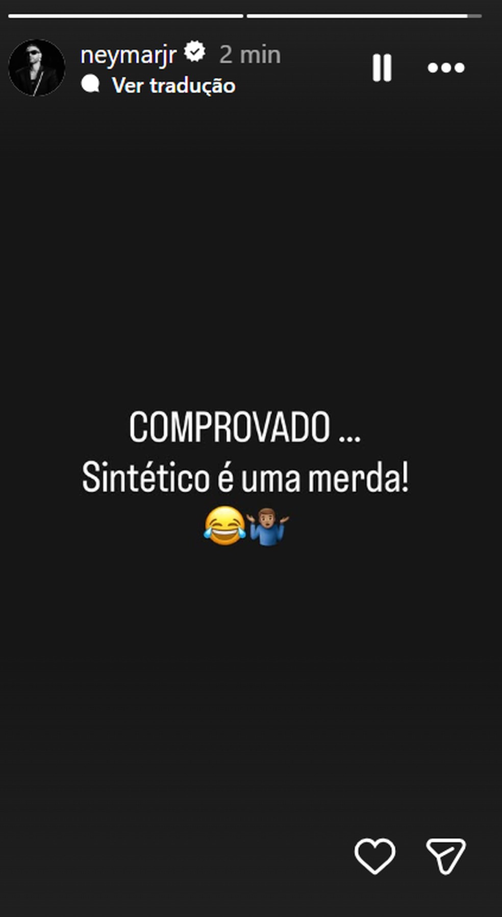 Neymar detona gramado sintético da Arena MRV após Atlético-MG x Santos — Foto: Reprodução/Instagram