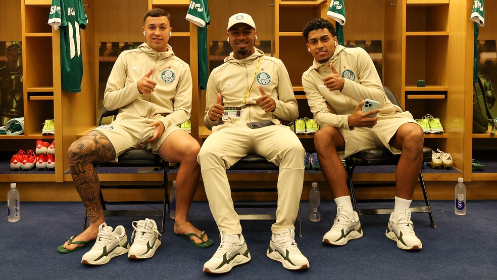 Thalys, Allan e Luighi durante a passagem do Palmeiras pelos Estados Unidos — Foto: Cesar Greco