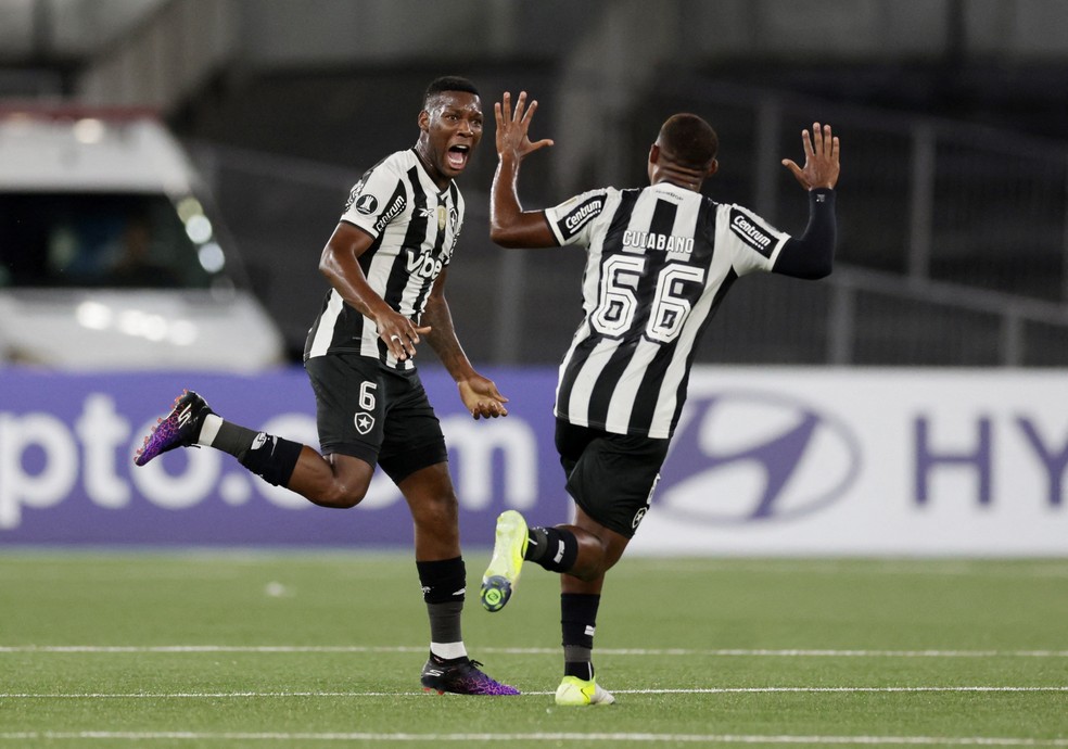 Patrick de Paula comemora gol do Botafogo contra o Carabobo, pela Libertadores — Foto: Reuters