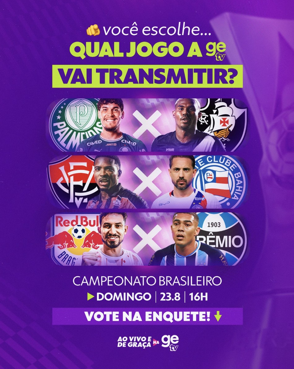 Escolha o jogo que a getv vai transmitir na rodada 24 do Brasileirão