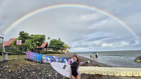 Surfista do Brasil posta arco-írisbet h2treinobet h2Teahupo'o; foto