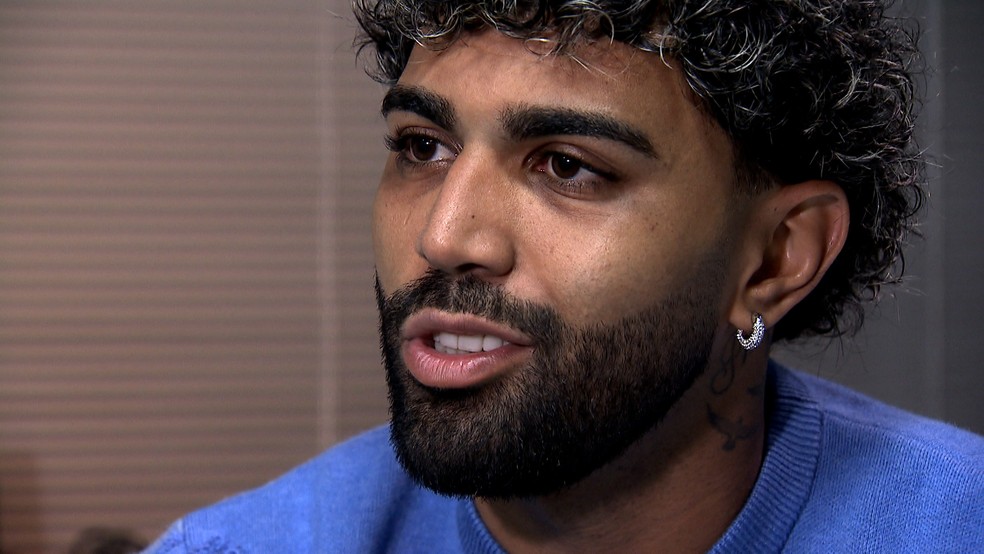 Gabigol fala pela primeira como novo atacante do Cruzeiro — Foto: Reprodução/TV Globo