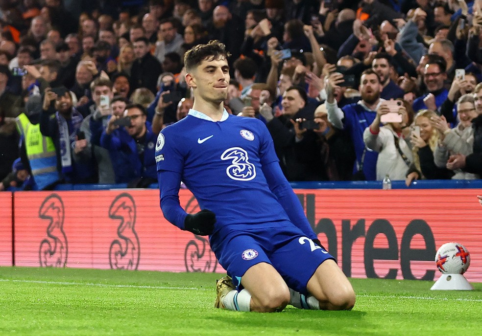 Havertz comemora gol pelo Chelsea — Foto: REUTERS/Hannah Mckay