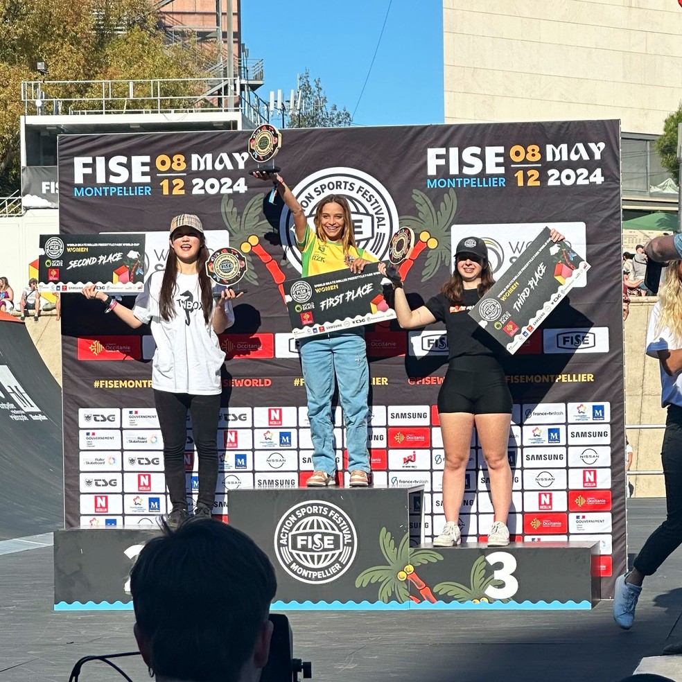 Julika conquistou o primeiro lugar na Copa do Mundo de Patins — Foto: Arquivo pessoal