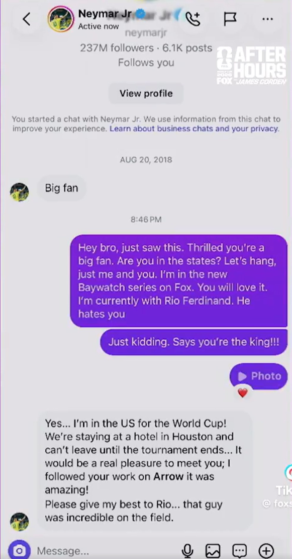 Conversa entre Stephen Amell e Neymar no Instagram — Stephen Amell