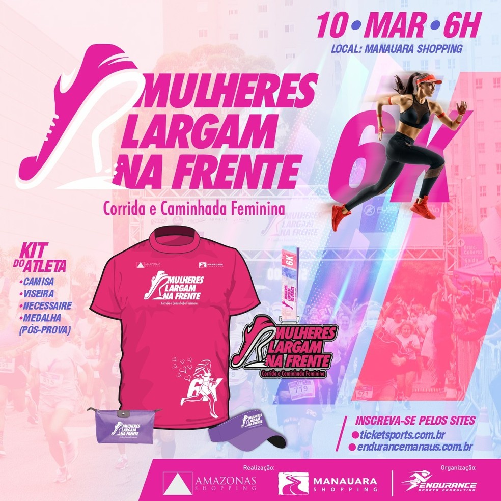 1&ordf; edi&ccedil;&atilde;o da Corrida e Caminhada &ldquo;Mulheres Largam na Frente&rdquo; &mdash; Foto: Divulga&ccedil;&atilde;o