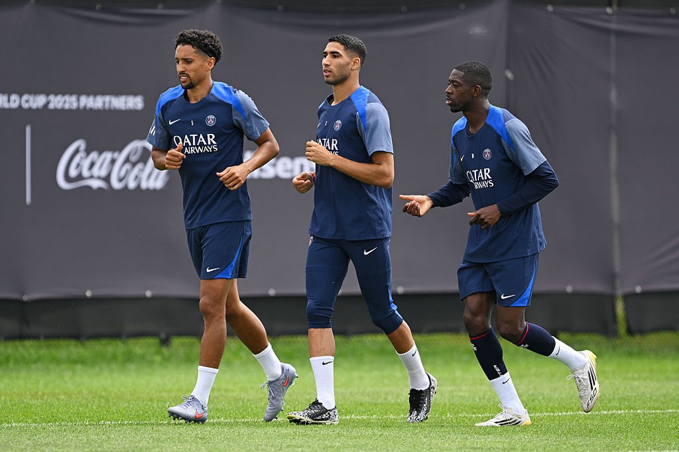 Marquinhos, Hakimi e Dembélé: estrelas do PSG na Copa do Mundo de Clubes — Foto: Getty Images
