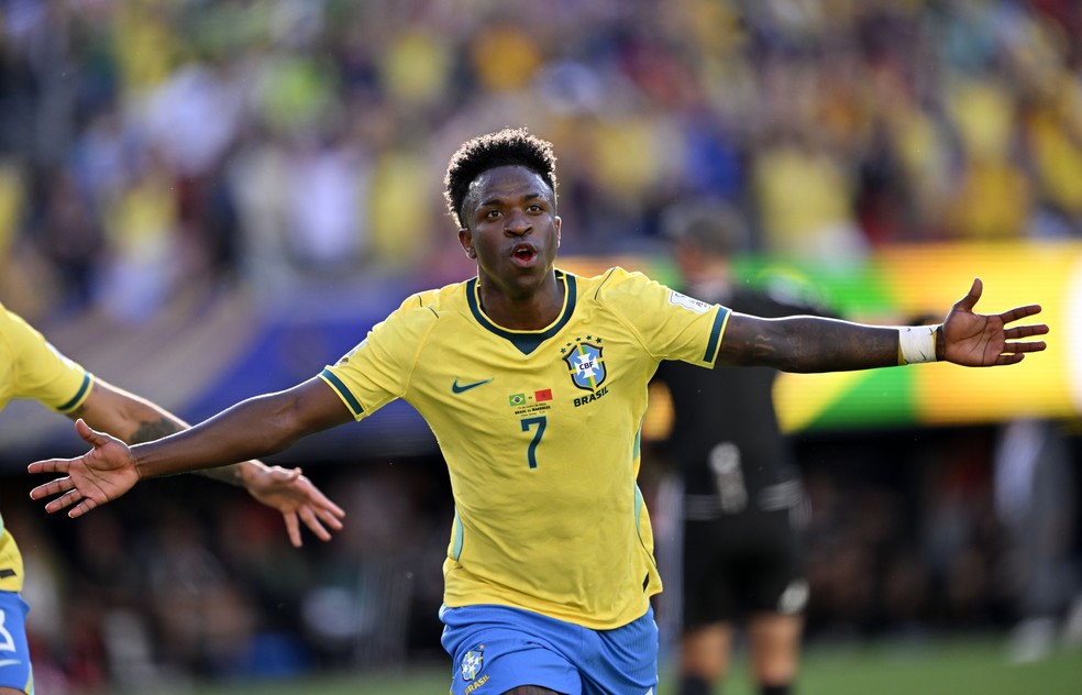 Vini Jr Vinicius Junior gol Brasil Seleção Copa do Mundo Marrocos — Foto: André Durão