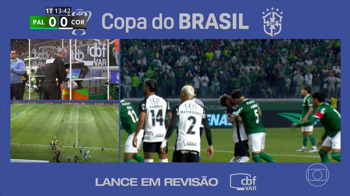 Var divulga expulsão de Aníbal em clássico entre Palmeiras e Corinthians: 