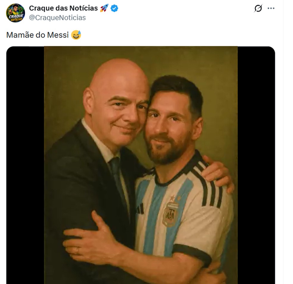 Meme de Gianni Infantino e Lionel Messi abraçados - Infantino gafe