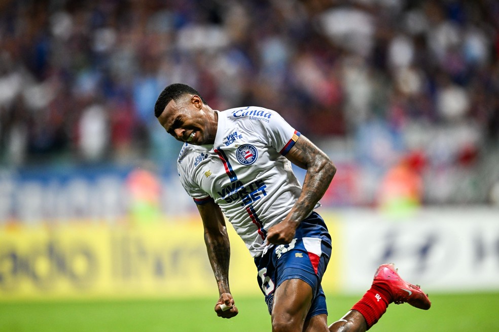 Jean Lucas comemora gol do Bahia na Fonte Nova — Foto: Reproduçao X