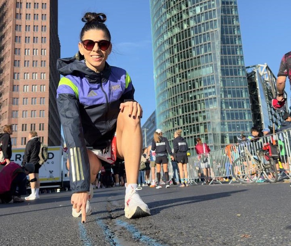 Gisele Bittencourt nos preparativos para a Maratona de Berlin 2024. — Foto: Arquivo pessoal