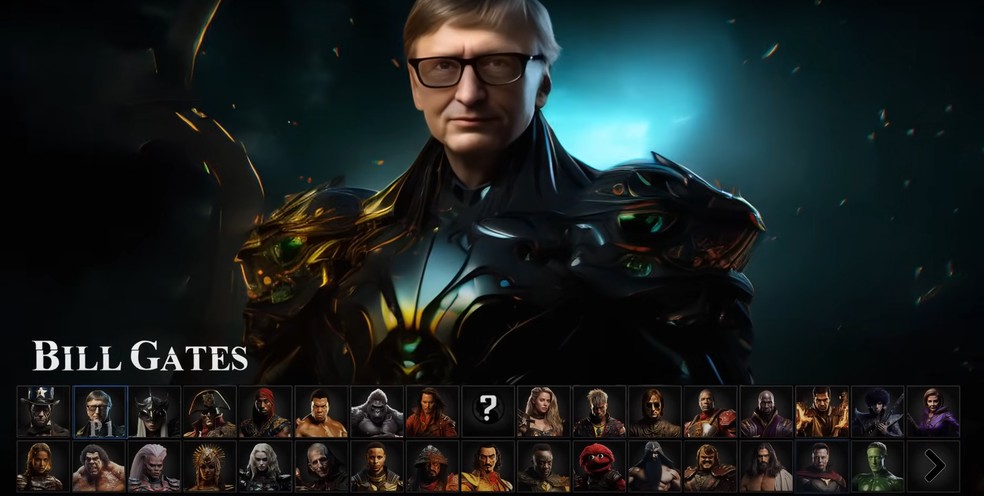 Bill Gates recriado com inteligência artificial no Mortal Kombat 3 — Foto: Divulgação/Interdimensional