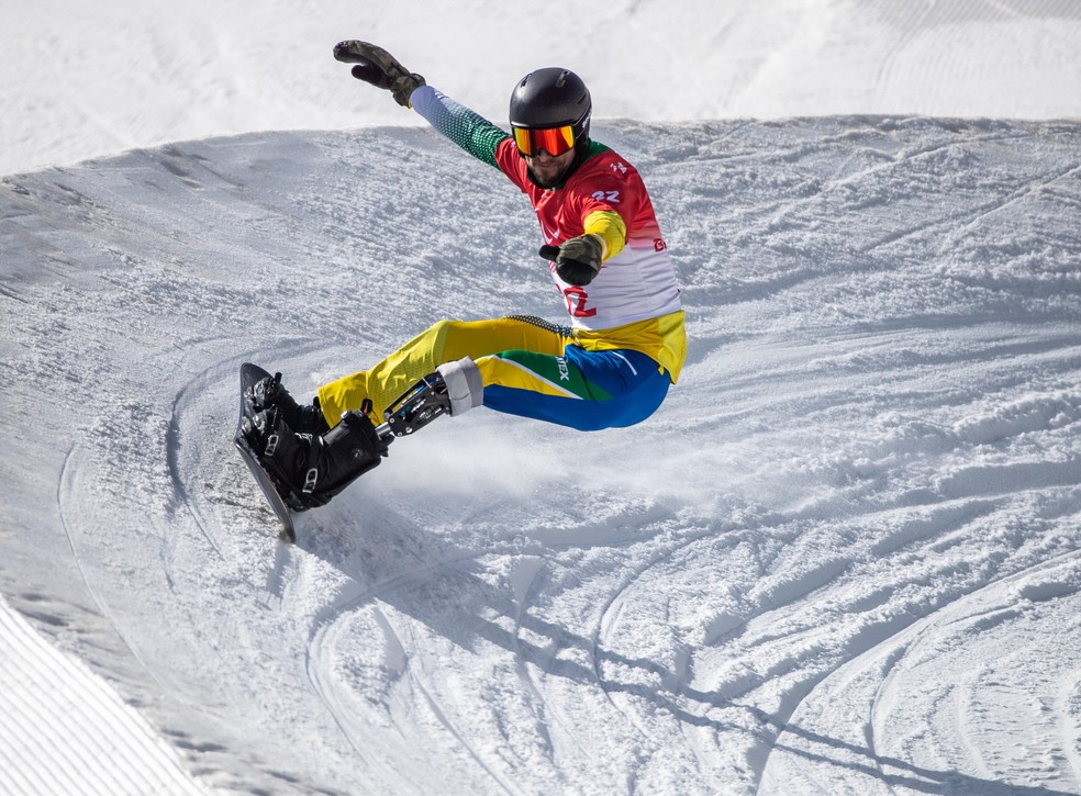 André Barbieri snowboard Jogos de Pequim — Foto: Ale Cabral / CPB