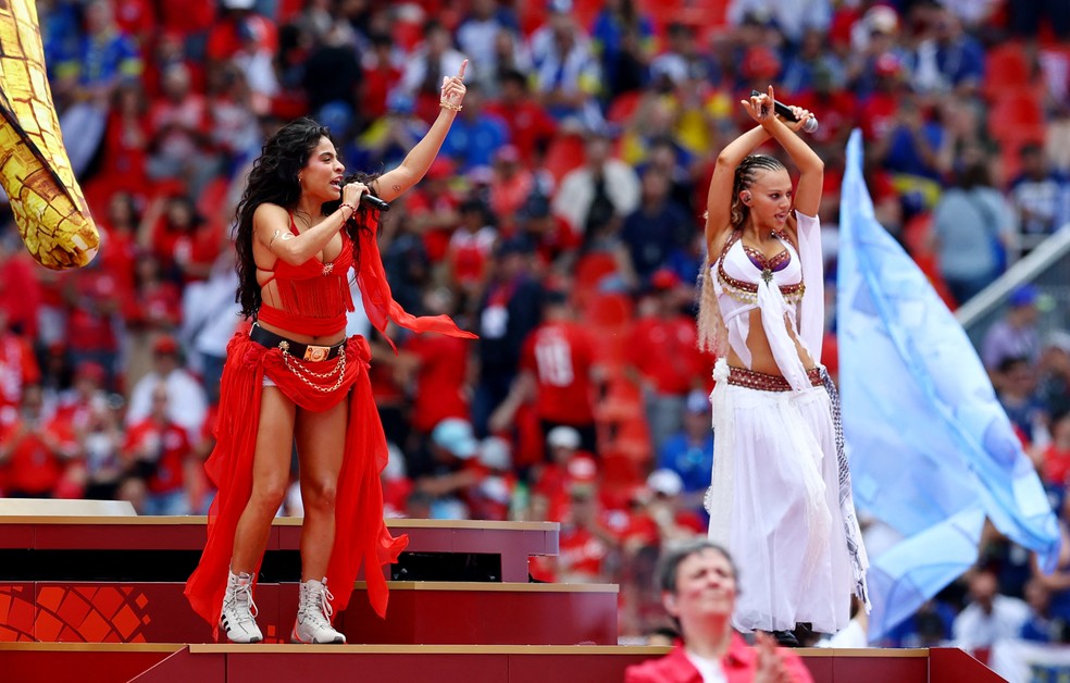 Jessie Reyez e Elyanna comandam show de abertura no Canadá — Foto: Reuters