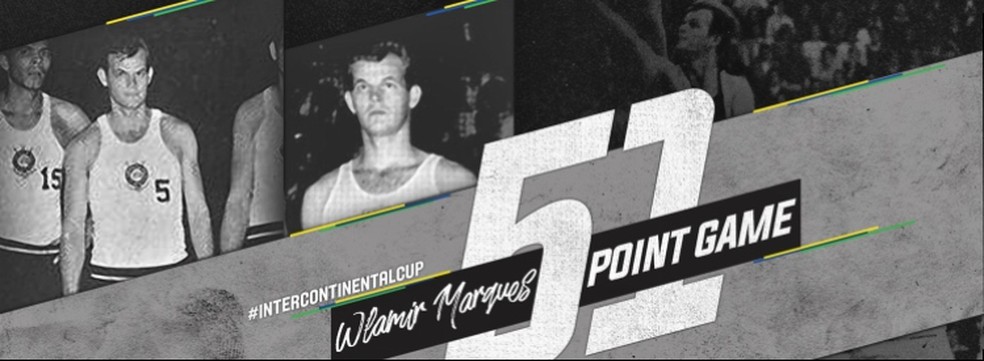 Banner da Fiba em homenagem aos 51 pontos marcados no confronto entre Corinthians e Real Madrid, que deu origem à Copa Interclubes — Foto: Divulgação/Fiba