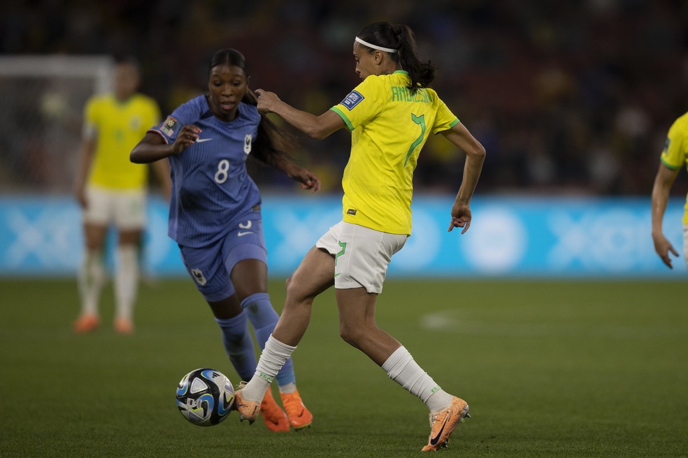 Andressa Alves durante o jogo da seleção brasileira contra a França na Copa do Mundo Feminina — Foto: Thaís Magalhães / CBF