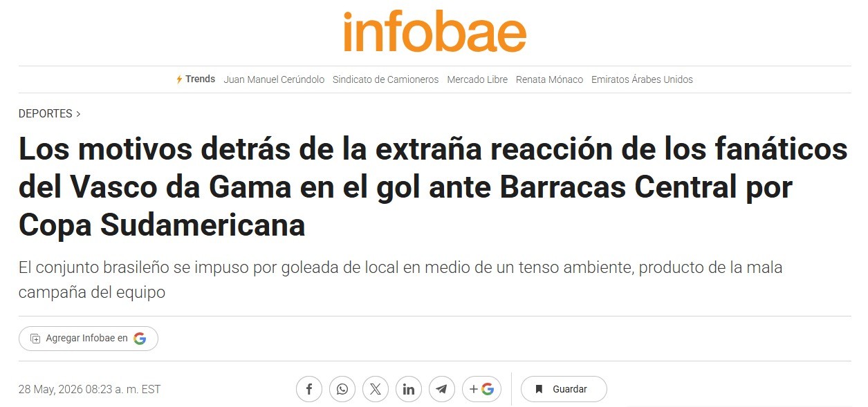 Cena de torcedores do Vasco ao não comemorar gol viraliza na América do Sul: 