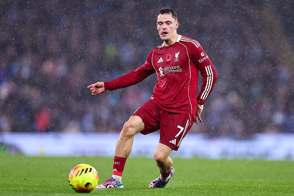Florian Wirtz ainda não deslanchou com a camisa do Liverpool — Foto: Getty Images