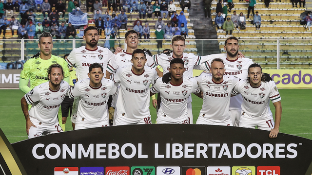 Jogadores do Fluminense contra o Bolívar pela Libertadores