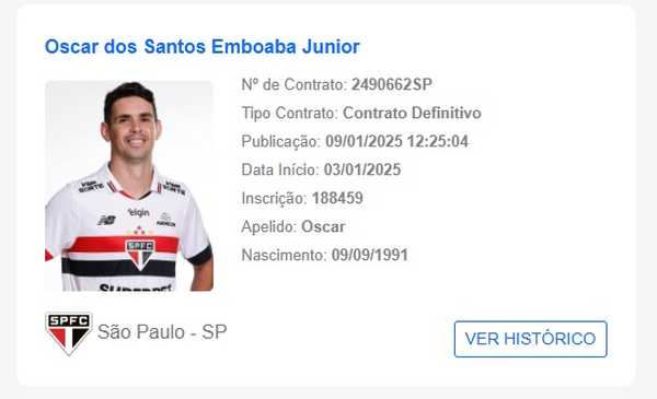 TUDO CERTO: Oscar é regularizado e pode fazer sua estreia com a camisa do São Paulo