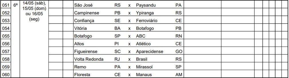 NETVASCO - CBF divulga tabela completa da 20ª à 29ª rodada do Brasileiro